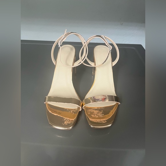 ASOS DESIGN Havana barely there block heeled sandals in rose gold Size 10 - Picture 12 of 12